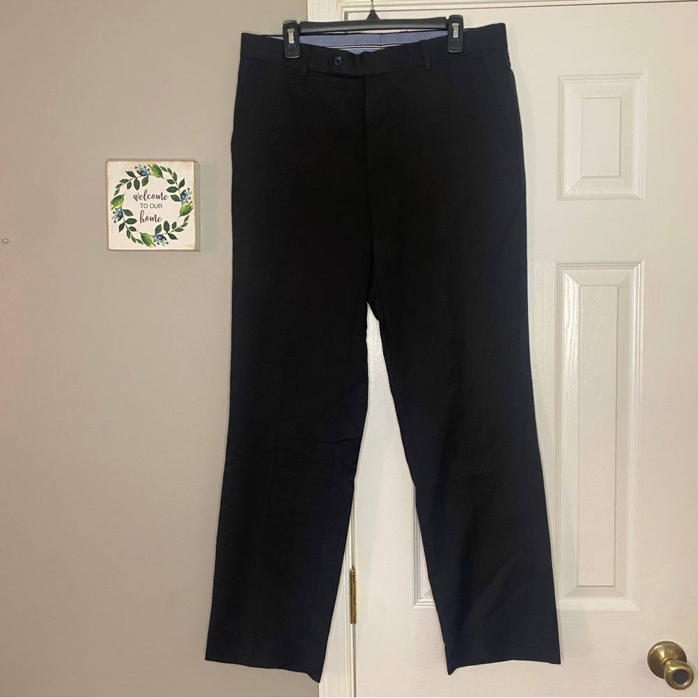 Nautica Men’s Black Dress Pants 34 W x32 L Wool Blend Slacks